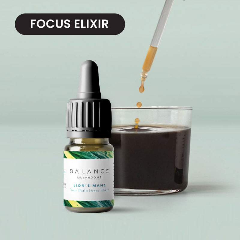 Free 10ml Lion’s Mane Elixir supplement gift from Balance Coffee