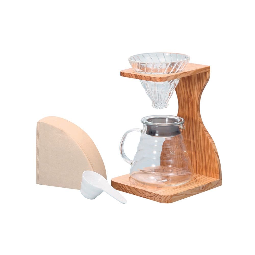 Hario V60 Olive Wood Stand Set Size 02 - Balance Coffee